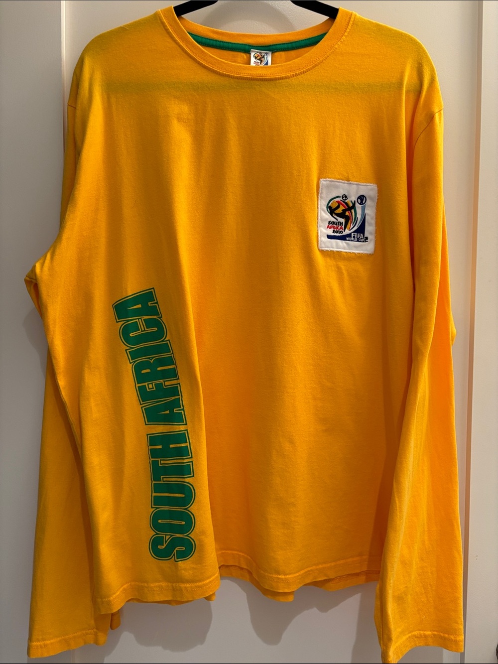 FIFA World Cup 2010 Yellow Long-Sleeve Men’s Tee with South Africa Patch